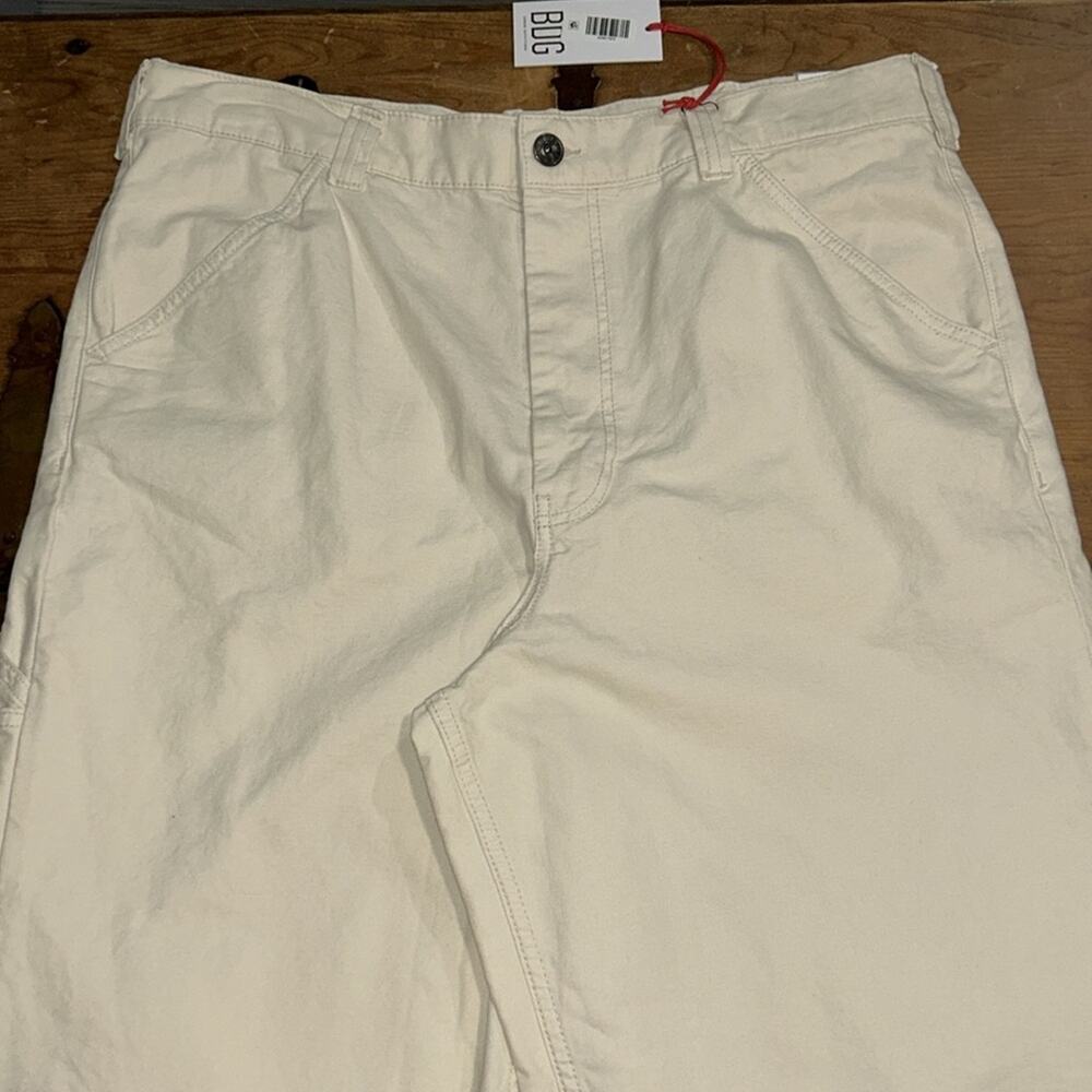 Mens BDG Urban Outfitters Carpenter Workwear Slouchy Wide Leg Cream Size 36 - Picture 10 of 12